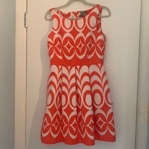 Sleeveless Orange and White Dress